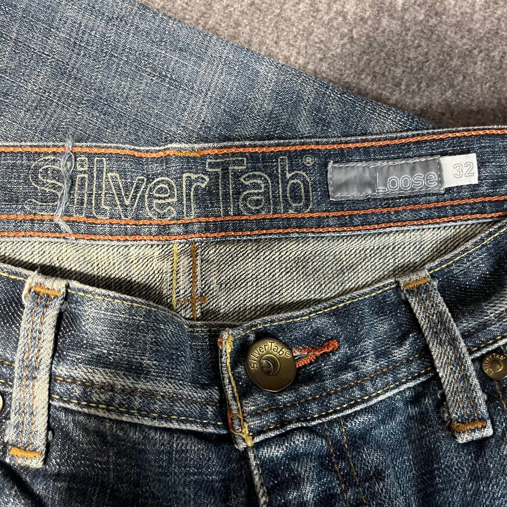 Levis SilverTab Loose Fit Jeans Medium Wash Blue Denim 32x30 Baggy Wide Leg - Picture 5 of 7